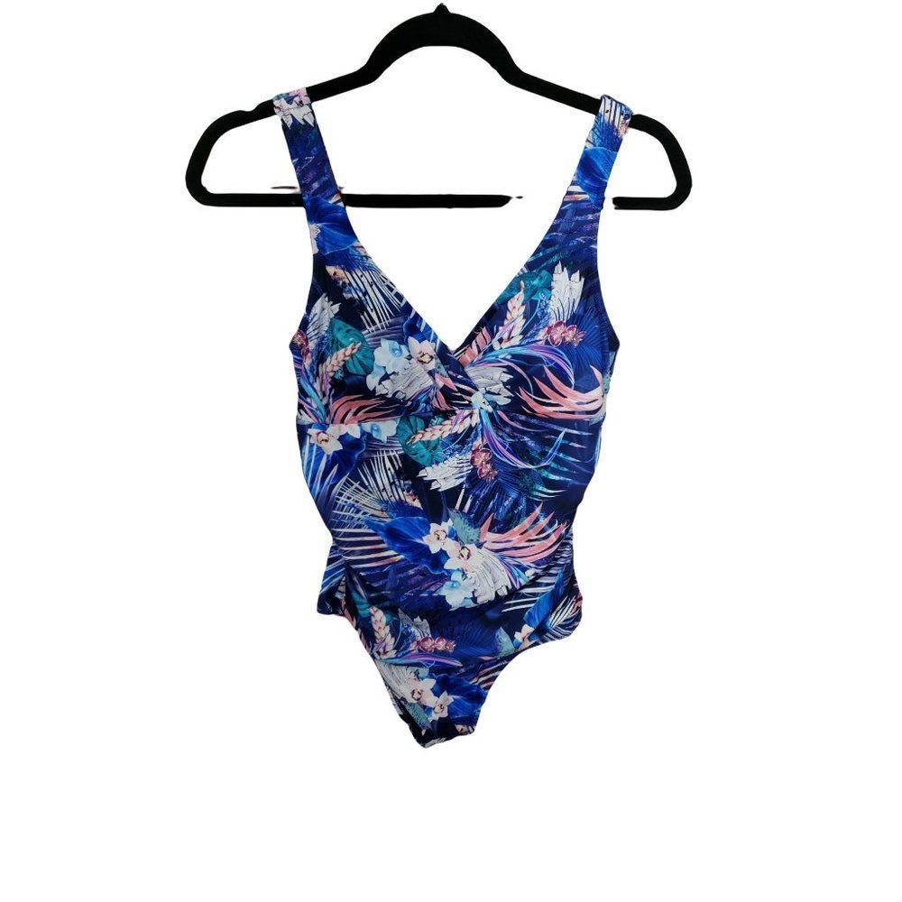 Seekers Essentials Blue 763672 Tropical Floral‎ NWOT One Piece Swimwear